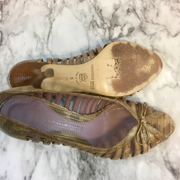 Vintage Kenneth Cole Snake Print Lattice Open Weave Sz 8 - Picture 6 of 7